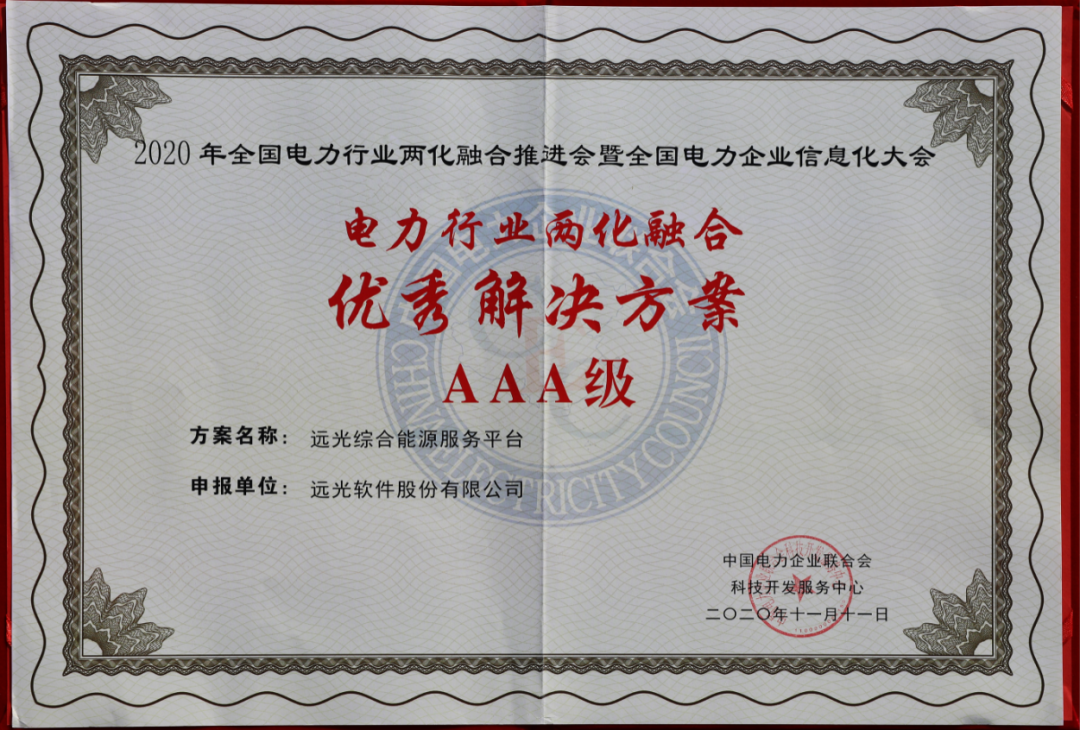 ag真人平台官方软件荣获四项“电力行业两化融合优秀解决方案”
