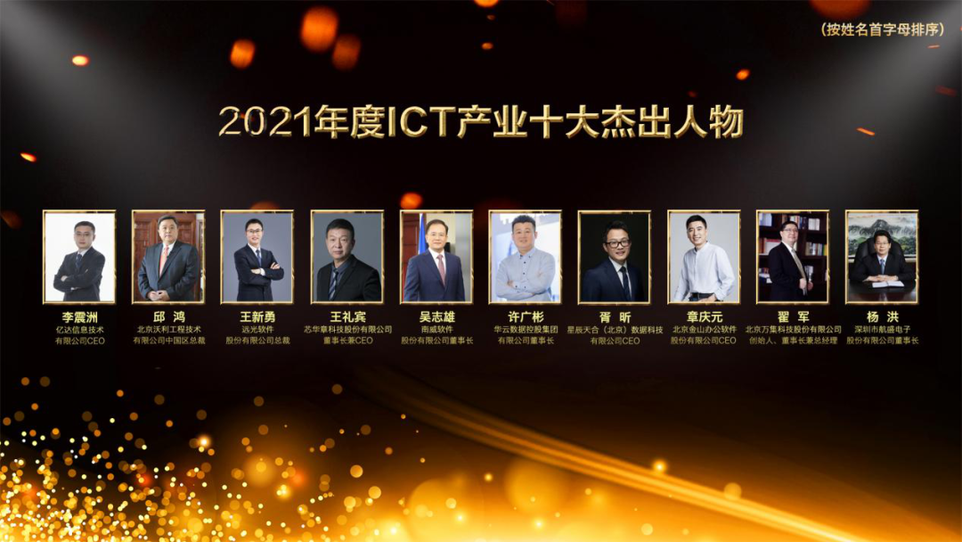 ag真人平台官方软件总裁王新勇获评“2021ICT产业十大杰出人物”
