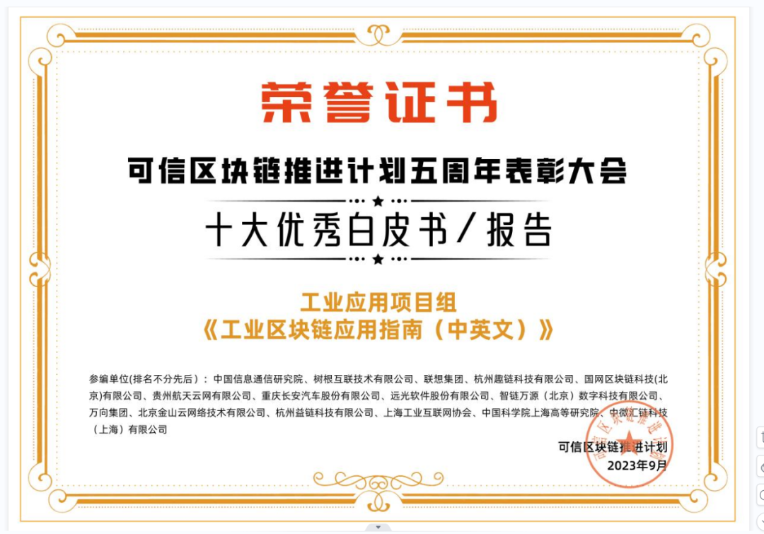 ag真人平台官方软件获中国信通院“可信区块链推进计划杰出贡献单位”